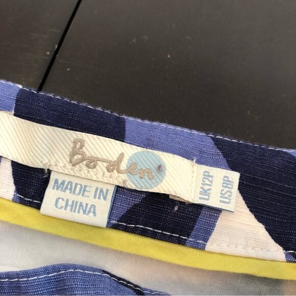 Boden blue and white leaf print sleeveless sheath dress size 8 Petite - Picture 11 of 14